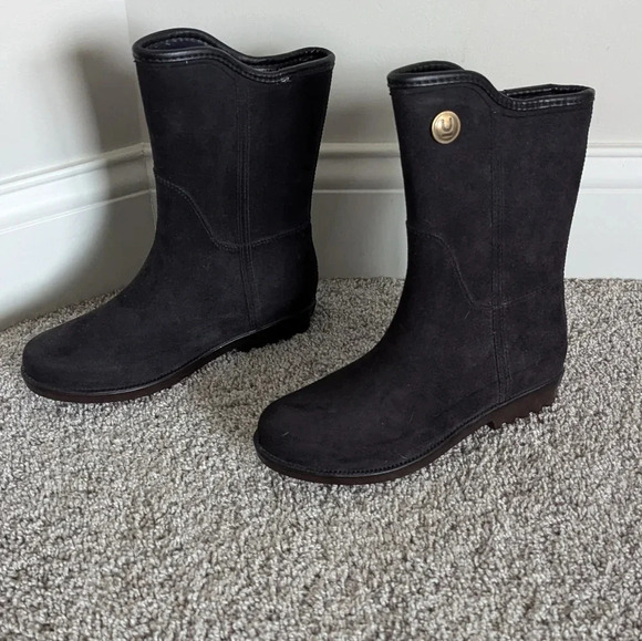 Ulan Black Waterproof Rain Boots sz 7 - Picture 2 of 7